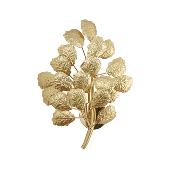 Contemporary Leaf Wall Sconce With Dark Coffee/Gold Finish - Perfect For Living Room Lighting