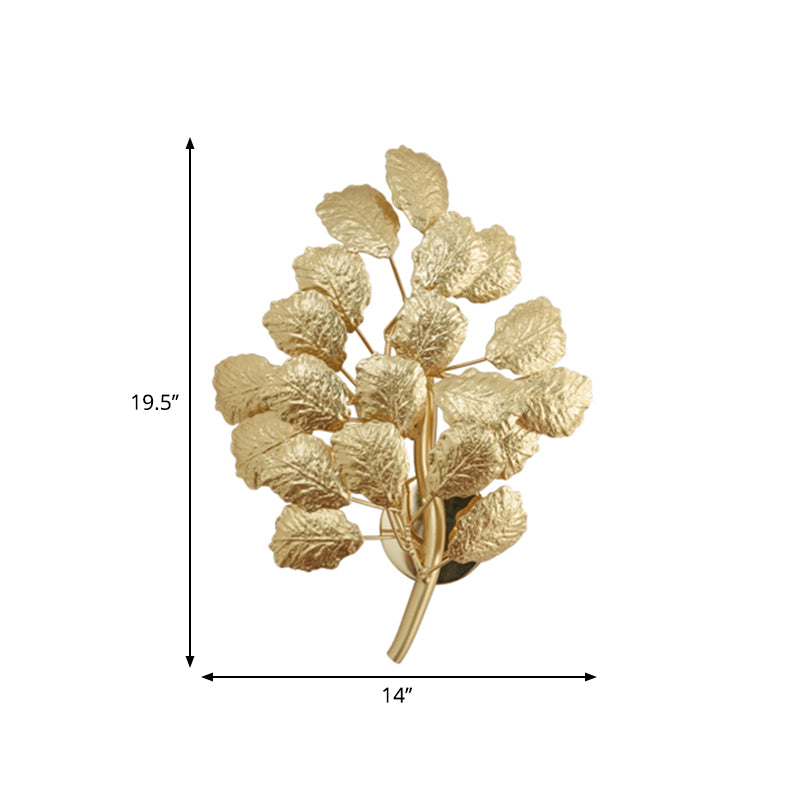 Contemporary Leaf Wall Sconce With Dark Coffee/Gold Finish - Perfect For Living Room Lighting