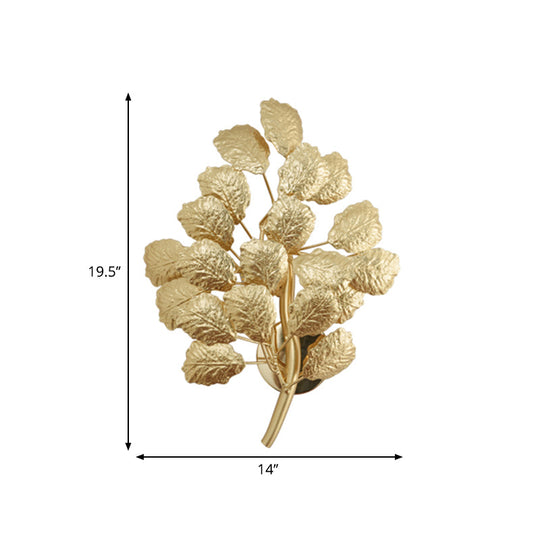 Contemporary Leaf Wall Sconce With Dark Coffee/Gold Finish - Perfect For Living Room Lighting