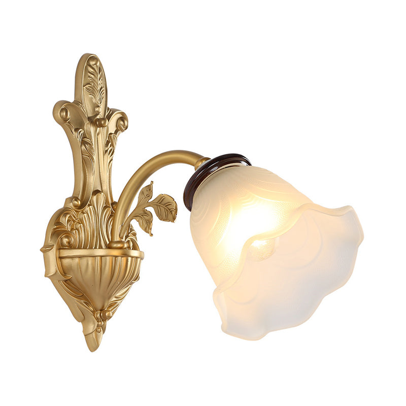 Vintage Milk Glass Wall Sconce - Stylish 1/2-Head Hallway Lamp In Brass