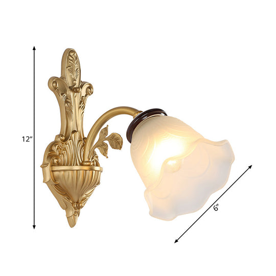 Vintage Milk Glass Wall Sconce - Stylish 1/2-Head Hallway Lamp In Brass