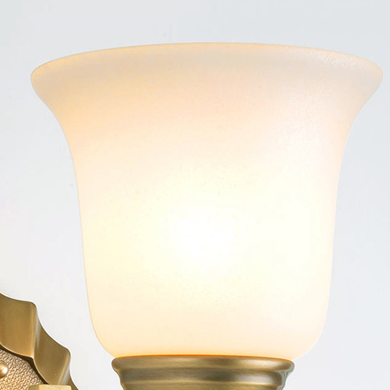 Modern Bell Wall Sconce In Brass For Foyer With White Glass And Metal