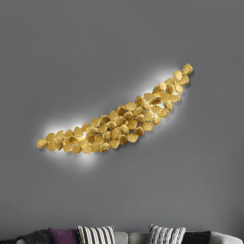 Modern Golden Wall Sconce Lamp With Aluminum Leaf Design - Ideal For Living Room Lighting Gold