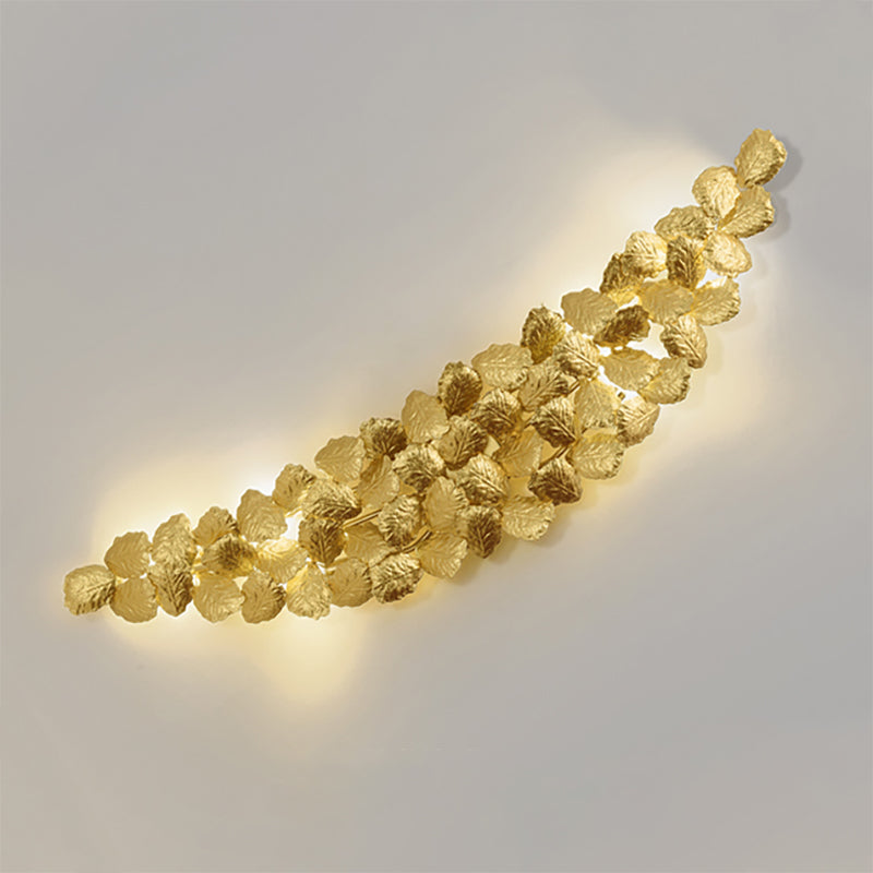 Modern Golden Wall Sconce Lamp With Aluminum Leaf Design - Ideal For Living Room Lighting