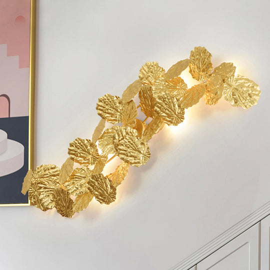 Modern Leaf Design Wall Sconce With 6 Lights In Gold Perfect For Living Room