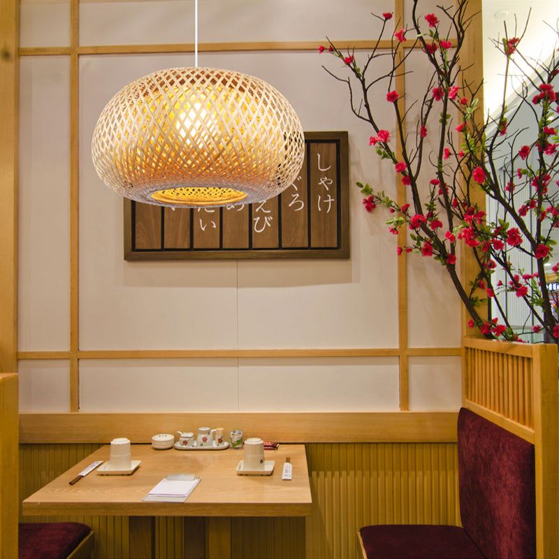 Bamboo Donut Pendant: Contemporary Wood Ceiling Light