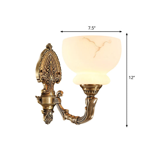 Colonial Style Gold Wall Mount Light With Frosted Glass Shade - Ideal For Living Room