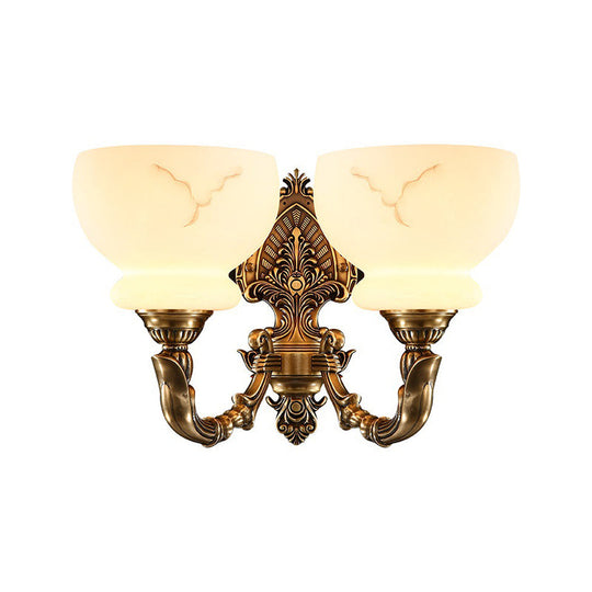 Colonial Style Gold Wall Mount Light With Frosted Glass Shade - Ideal For Living Room