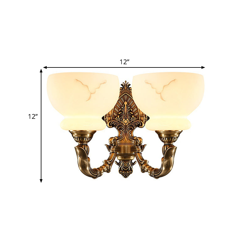 Colonial Style Gold Wall Mount Light With Frosted Glass Shade - Ideal For Living Room