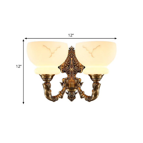 Colonial Style Gold Wall Mount Light With Frosted Glass Shade - Ideal For Living Room