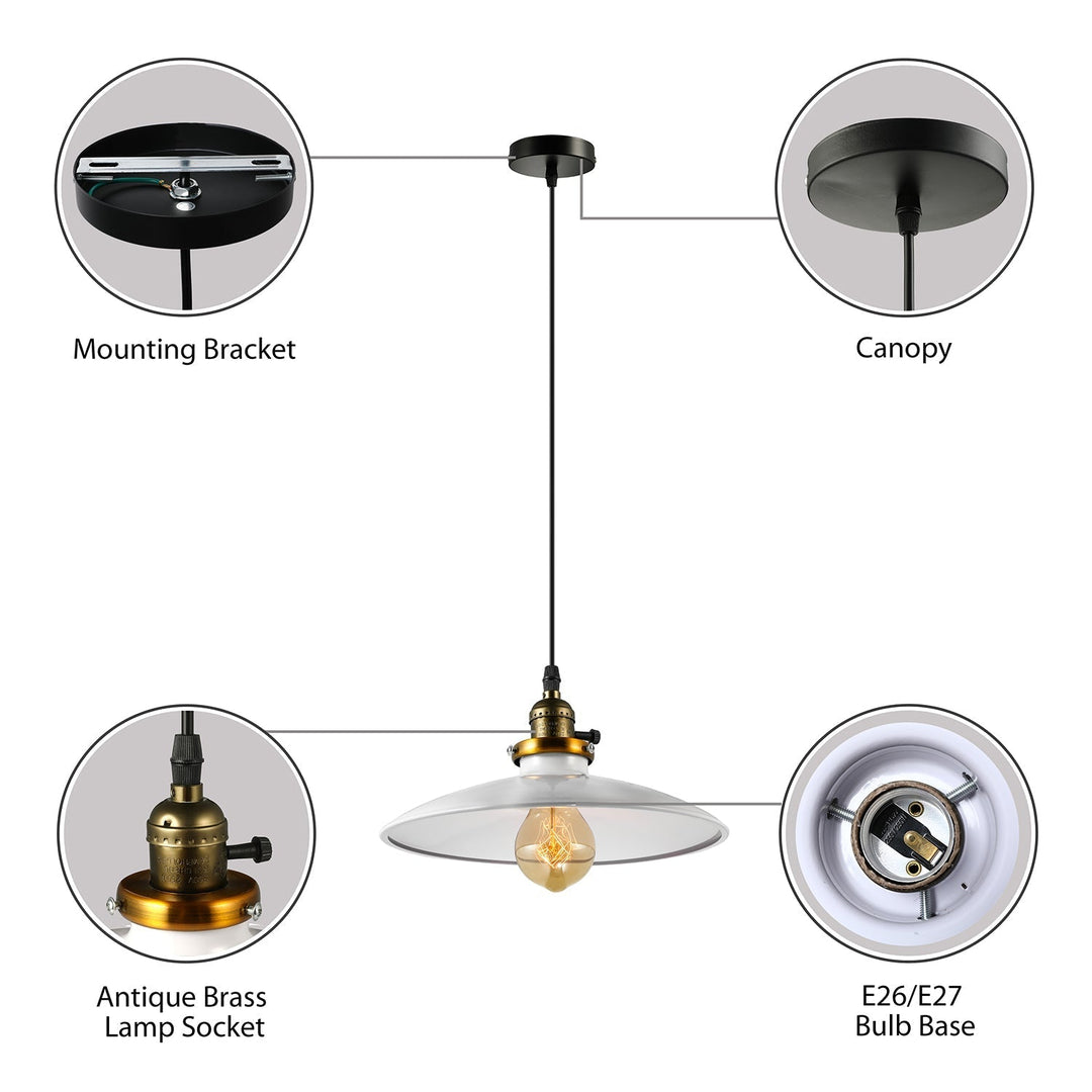 Industrial Style Saucer Metal Pendant Ceiling Light In Black/White - Perfect For Living Room