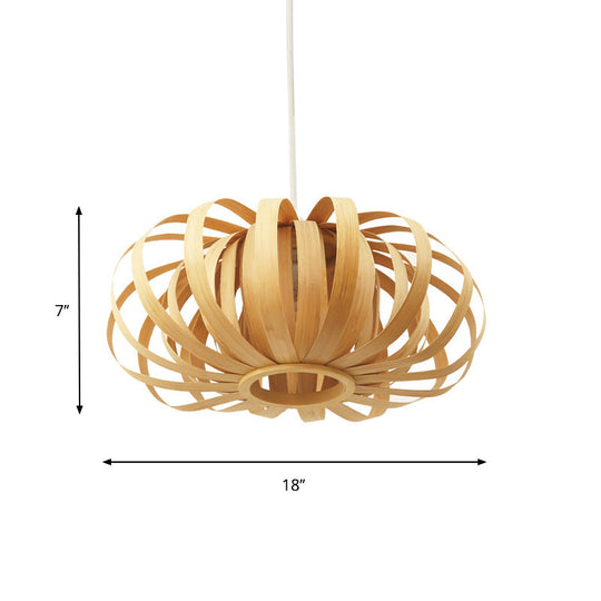 Adjustable Nordic Style Wooden Pendant Light With Oval Shape - 18/21.5/24.5 Width