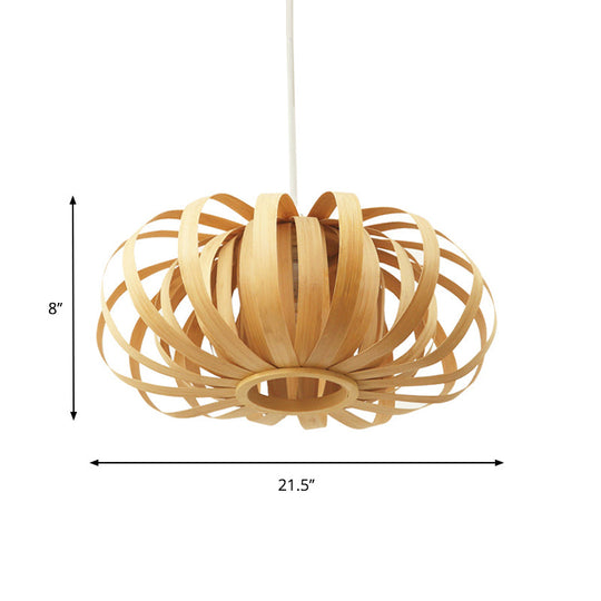 Adjustable Nordic Style Wooden Pendant Light With Oval Shape - 18/21.5/24.5 Width