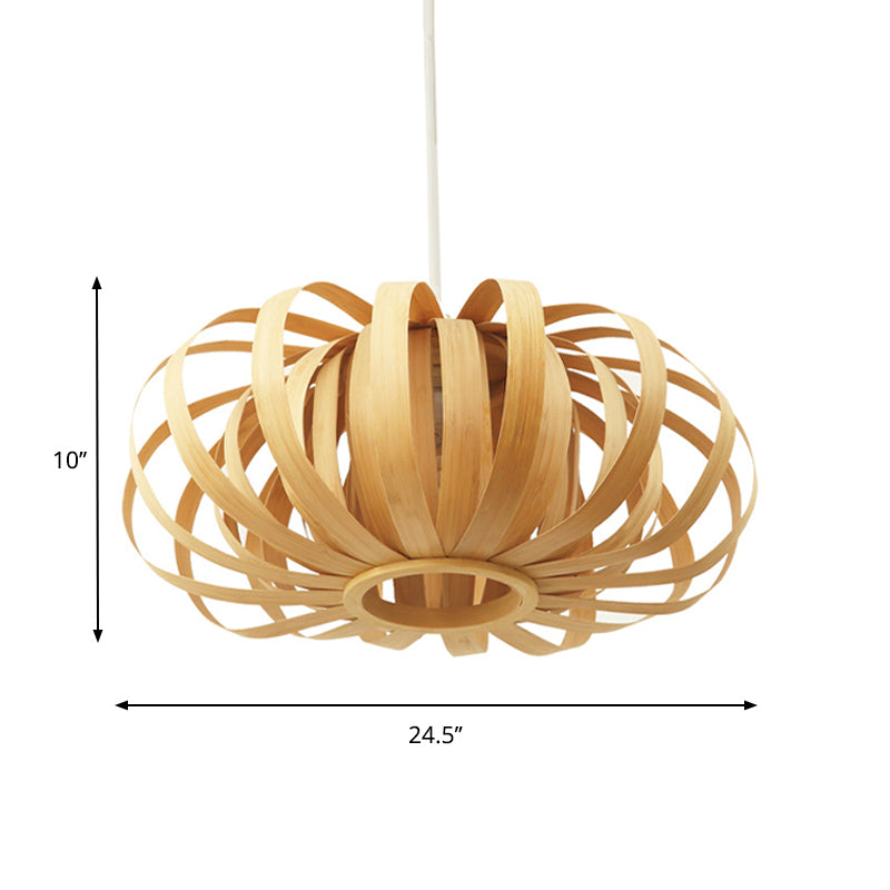 Adjustable Nordic Style Wooden Pendant Light With Oval Shape - 18/21.5/24.5 Width