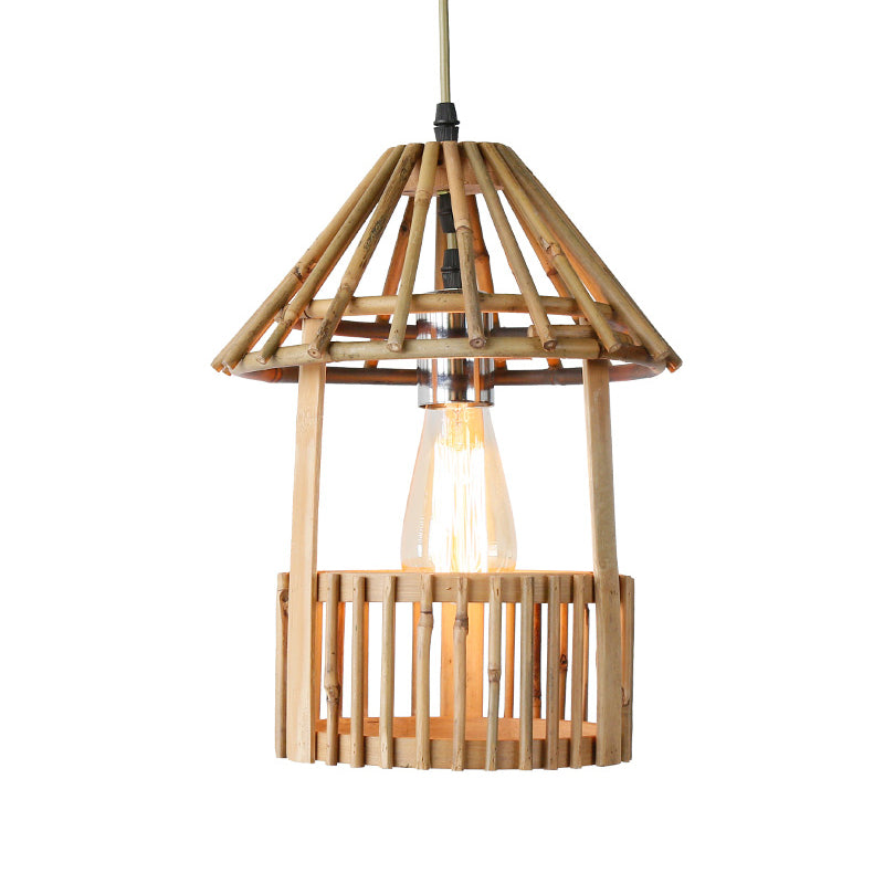 Handmade Bamboo Pendant Light - Modern Wood Ceiling Lamp