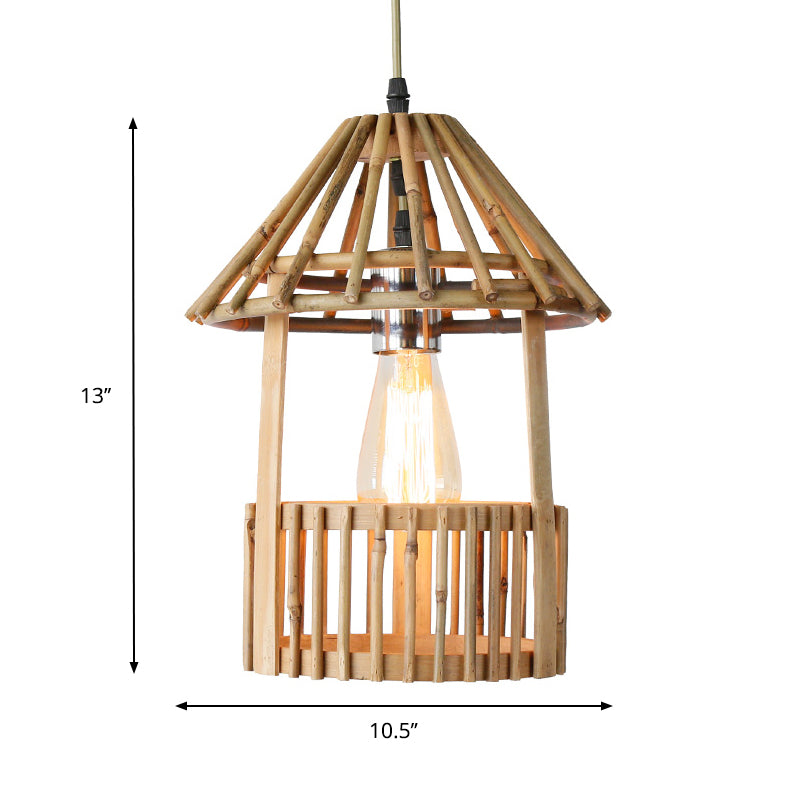 Handmade Bamboo Pendant Light - Modern Wood Ceiling Lamp