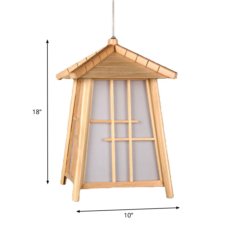 Traditional Bamboo Pendant Lighting - Wood House 1 Bulb Hanging Lamp Kit for Living Room