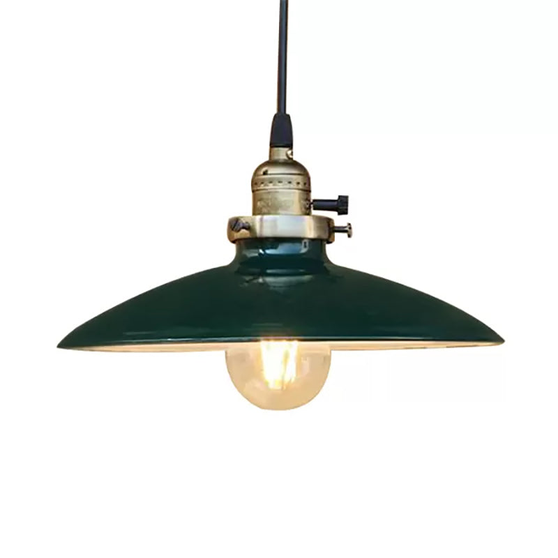 Industrial Style Saucer Metal Pendant Ceiling Light in Black/White for Living Room