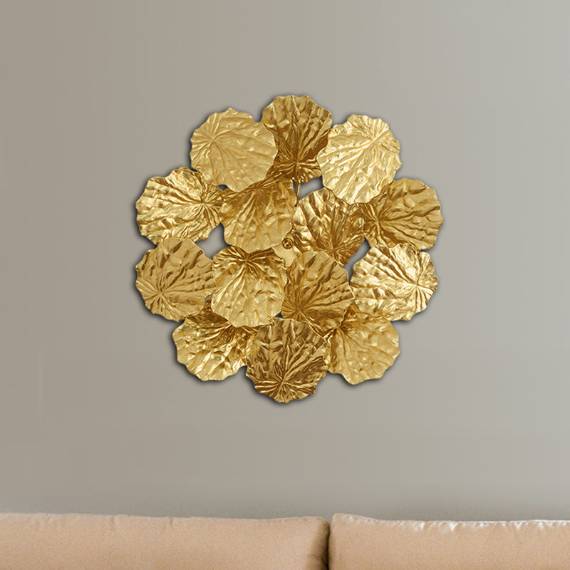 Modern Leaf-Shaped Hallway Sconce Light Fixture: Stylish Aluminum 4 Bulbs Dark Coffee/Gold Wall