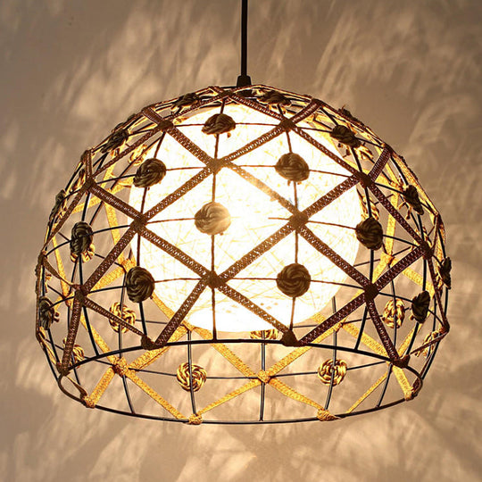 Wood Pendant Ceiling Light with Asian-Inspired Bamboo Shade