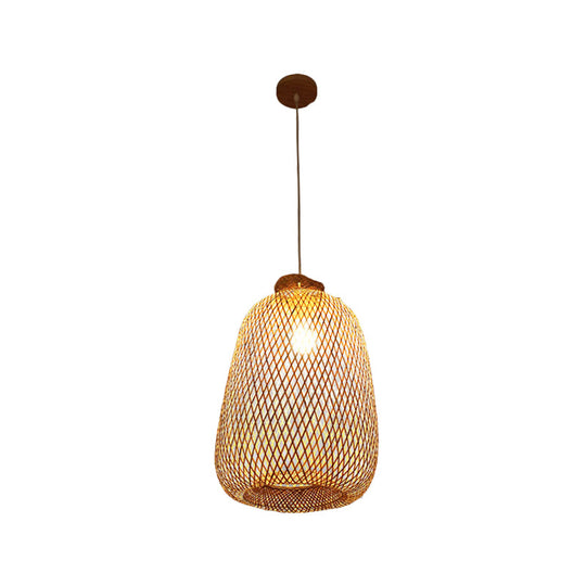 Handmade Wood And Bamboo Pendant Light Fixture With Modernist Style