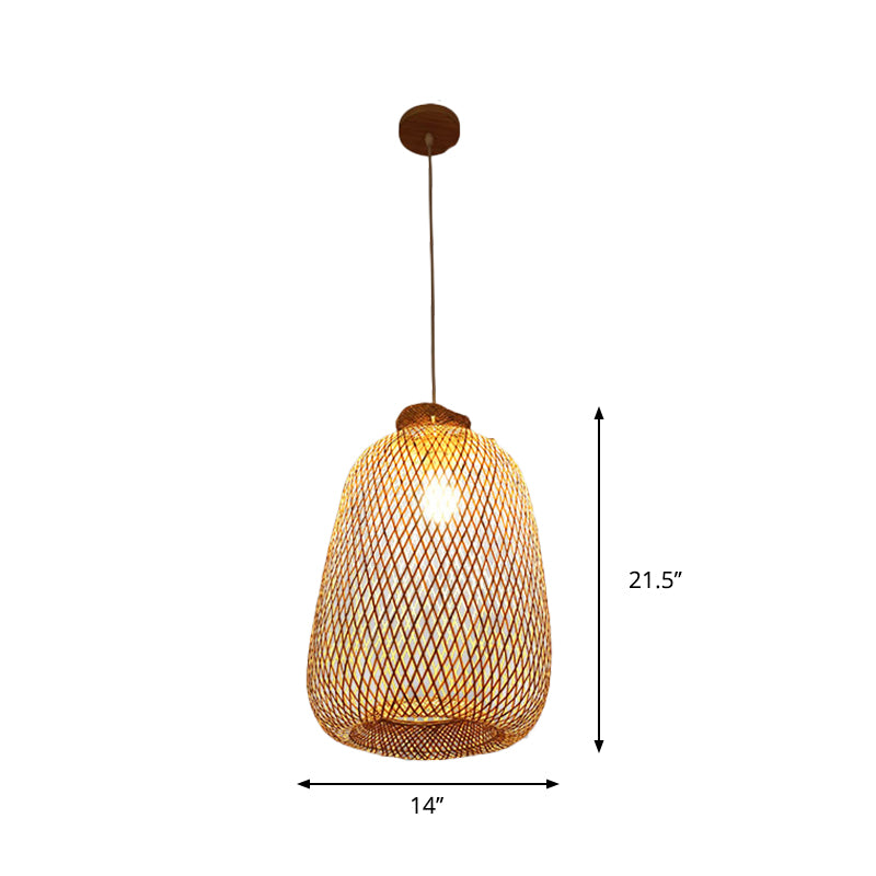 Handmade Wood And Bamboo Pendant Light Fixture With Modernist Style