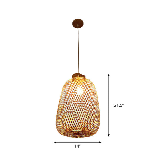 Handmade Wood And Bamboo Pendant Light Fixture With Modernist Style