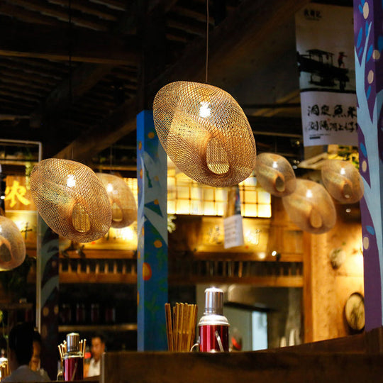 Handmade Wood And Bamboo Pendant Light Fixture With Modernist Style