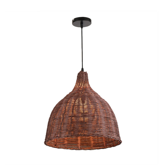 Contemporary Bamboo Basket/Trumpet Hanging Lamp: Wood Pendant Light Perfect For Restaurants