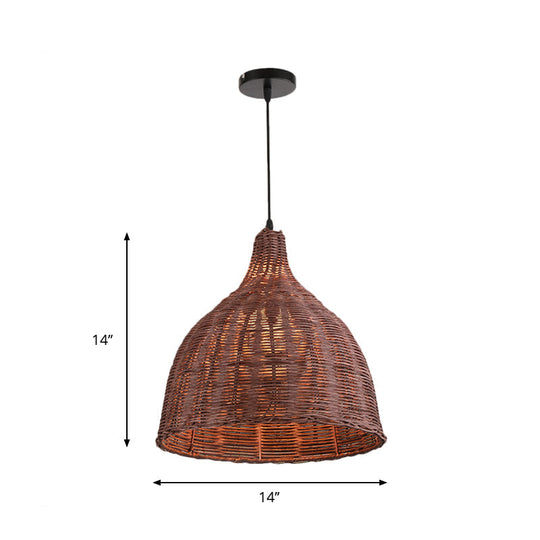 Contemporary Bamboo Basket/Trumpet Hanging Lamp Ceiling Pendant Light for Restaurant