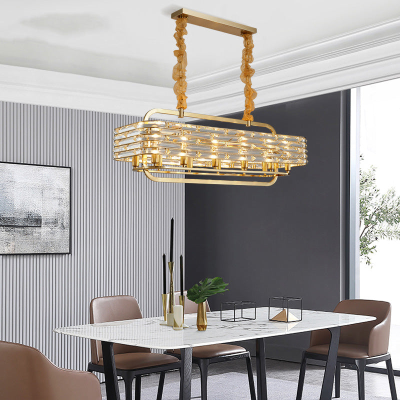 Modern Gold Crystal Pendant Light Fixture With 8 Heads For Living Room