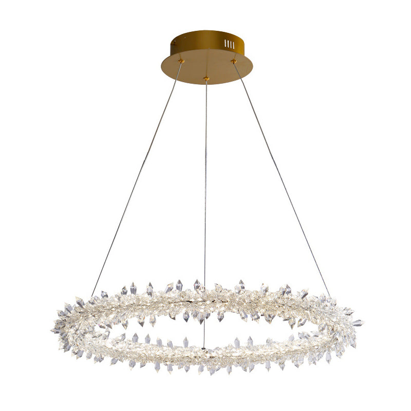 Modern Led Crystal Chandelier - Elegant Brass Ceiling Pendant Light For Living Room