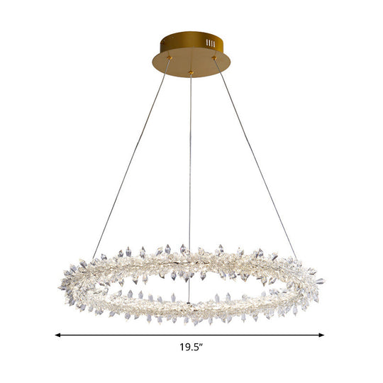 Modern Brass LED Crystal Chandelier - Stylish Ceiling Pendant Light for Living Room