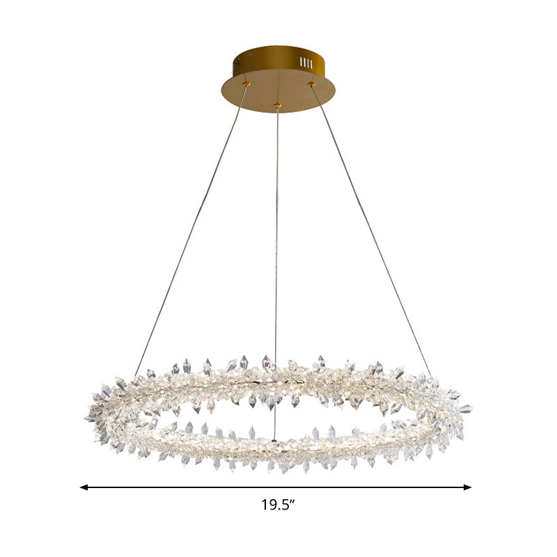 Modern Led Crystal Chandelier - Elegant Brass Ceiling Pendant Light For Living Room