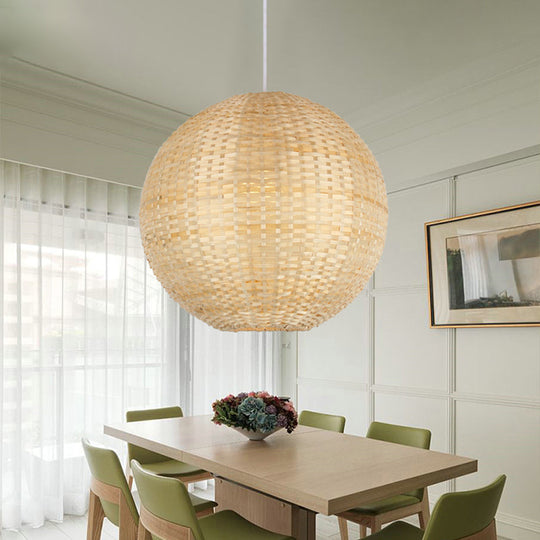 Sleek Bamboo Sphere Pendant Light Kit - 16"/19.5" Wide