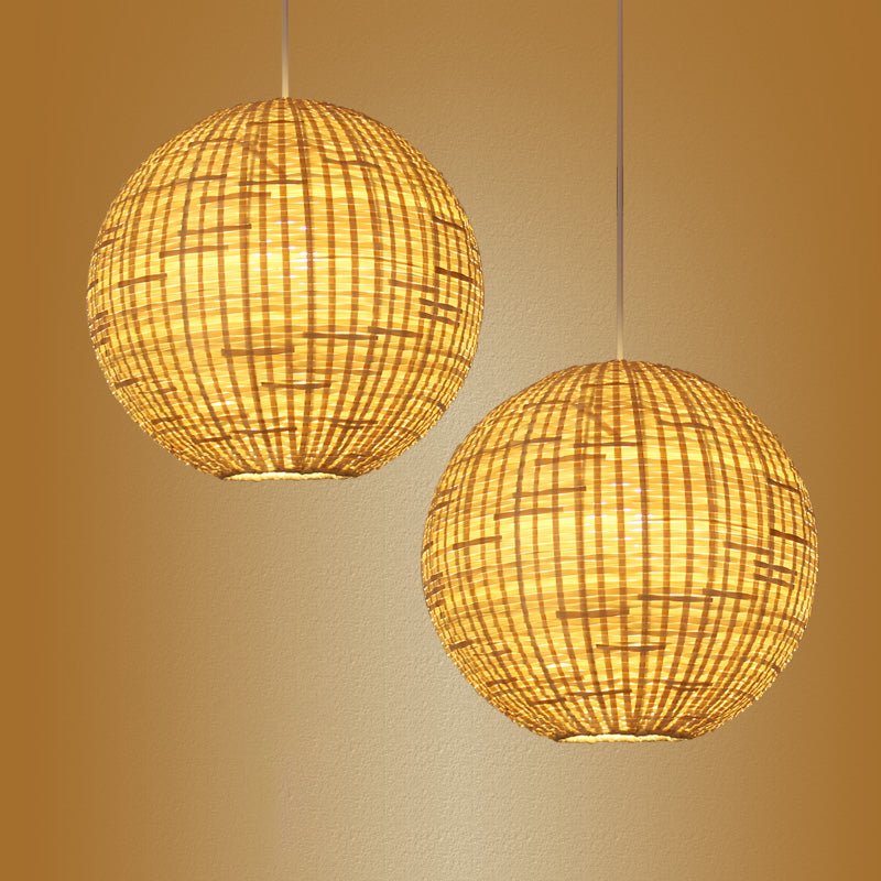 Sleek Bamboo Sphere Pendant Light Kit - 16"/19.5" Wide