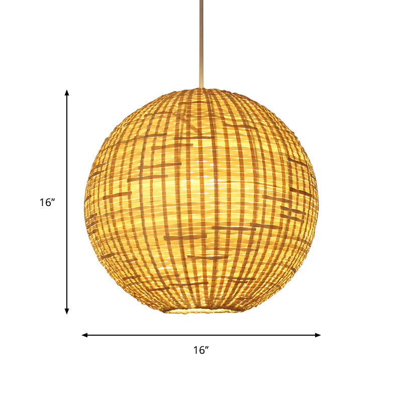 Sleek Bamboo Sphere Pendant Light Kit - 16"/19.5" Wide