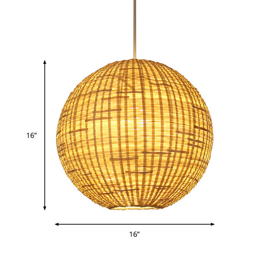 Contemporary Bamboo Sphere Suspension Pendant Light Kit - 16/19.5 Wide