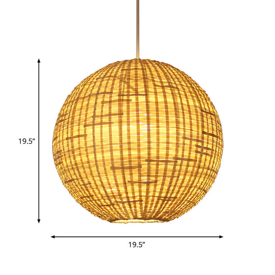 Sleek Bamboo Sphere Pendant Light Kit - 16"/19.5" Wide