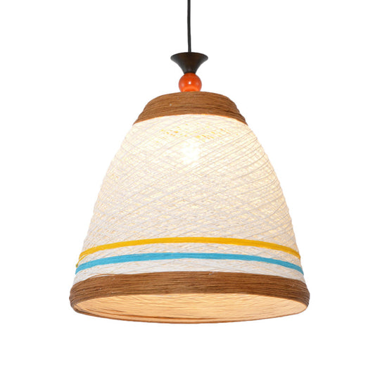 Modern Rattan Tapered Ceiling Lamp - 10"/14"/16" Wide - Yellow/Brown Pendant Light - 1 Bulb