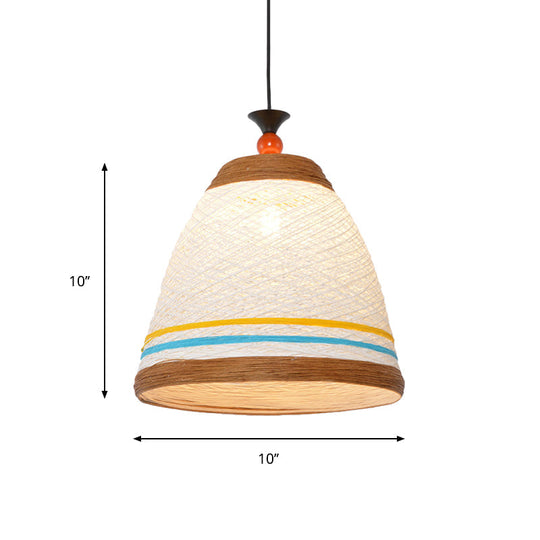 Modern Rattan Hanging Pendant Light - 10/14/16 Wide Tapered Ceiling Lamp 1 Bulb Yellow/Brown