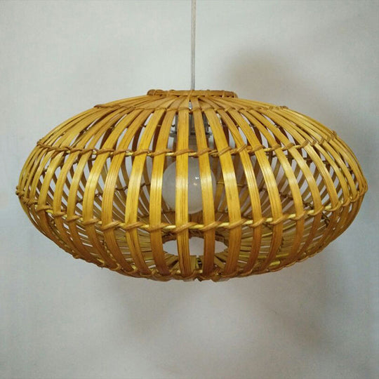 Wooden Restaurant Pendant Light with Bamboo Shade - Hanging Lamp Kit