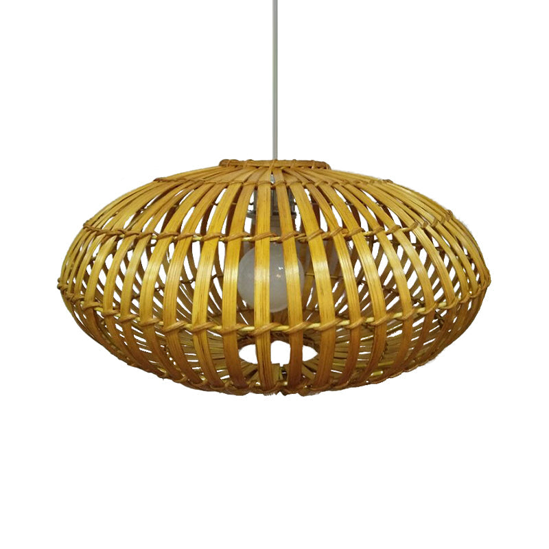 Wooden Restaurant Hanging Light With Bamboo Donut Shade