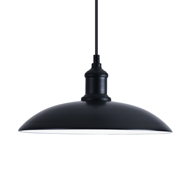 Retro Style Farmhouse Pendant Light: 13"/16", Hanging Ceiling Fixture, Metal Bowl Shade, 1 Bulb, Black