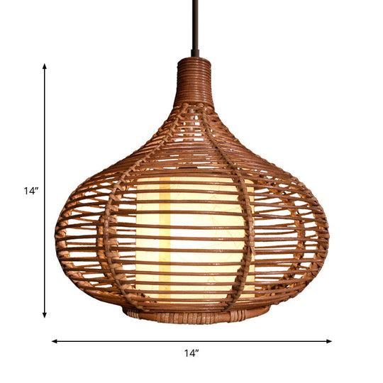 Bamboo Pendant Light With Inner Cylindrical Shade