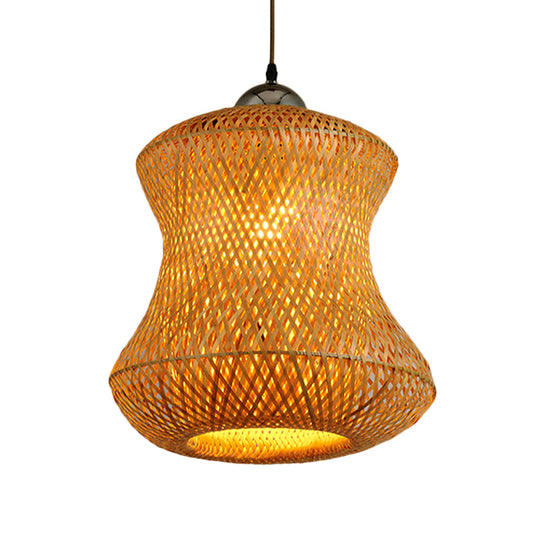 Handcrafted Bamboo Pendant Light with Tearoom Flair - Asian Coffee Ceiling Fixture