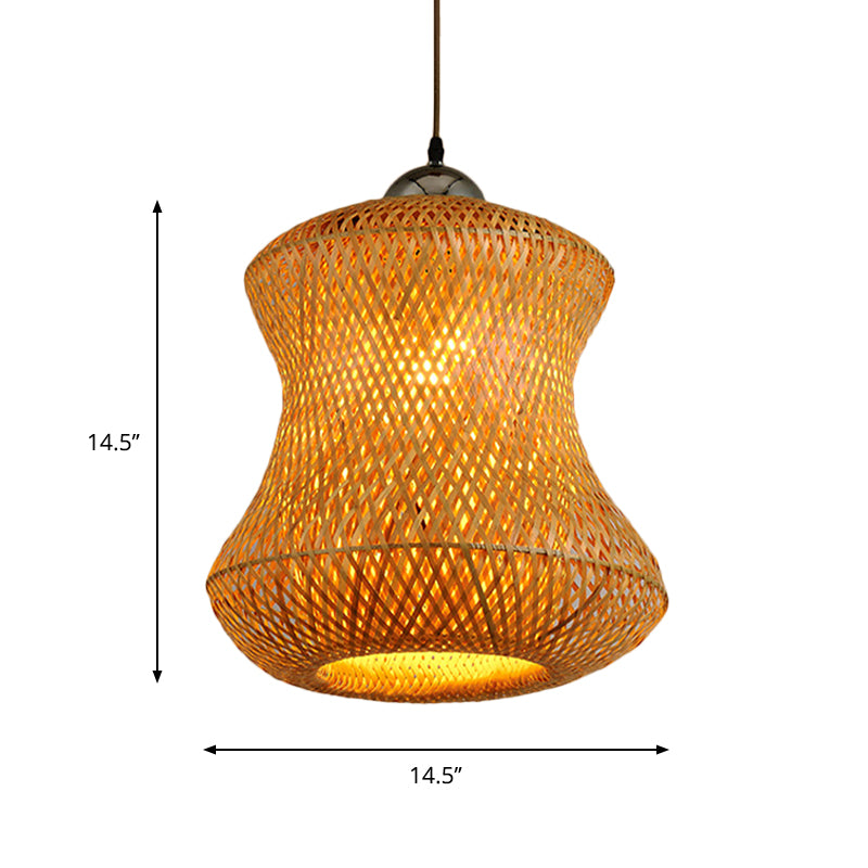 Handcrafted Bamboo Pendant Light with Tearoom Flair - Asian Coffee Ceiling Fixture