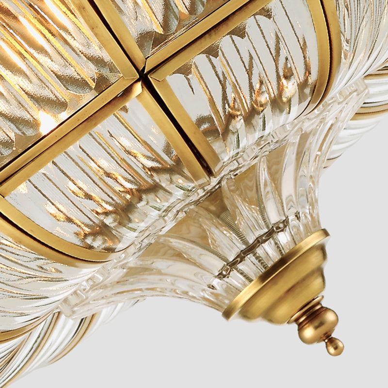 Antique Brass Semi Flush Ceiling Mount Light with Curved Frosted Glass - 3/6 Lights, 16"/19.5" Wide - Ideal for Bedroom