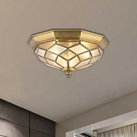 Classic Gold Flush Mount Ceiling Light With Prismatic Glass 3/5 Lights 18/21.5 For Bedroom / 18