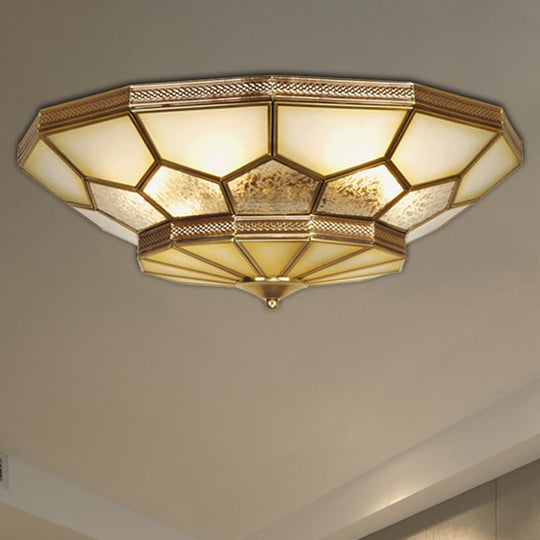 Traditional Brass Flush Mount Ceiling Light with Frosted Glass Shades - Available in 3 Sizes